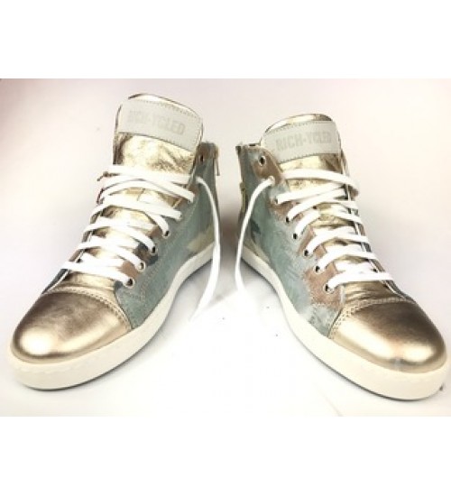 Woman's sneakers handmade ,  gold and leather